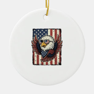 Vintage-patriotischer-Adler-Sonnenbrille-Shirt-Des Keramik Ornament