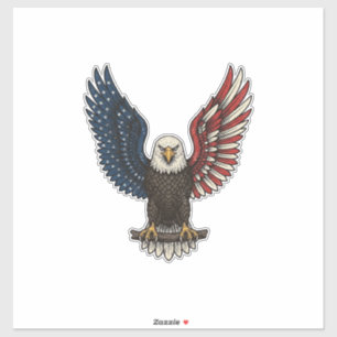 Vintage-patriotischer-Adler-Vektor-Shirt-Design_1 Aufkleber