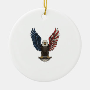 Vintage-patriotischer-Adler-Vektor-Shirt-Design_1 Keramik Ornament