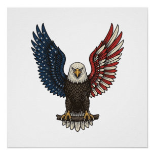 Vintage-patriotischer-Adler-Vektor-Shirt-Design_1 Poster