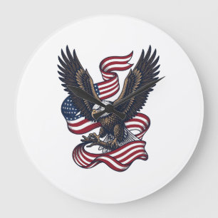 Vintage-patriotischer-Adler-Vektor-Shirt-Design (2 Große Wanduhr