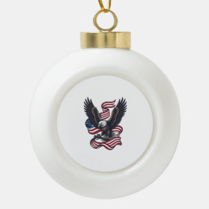 Vintage-patriotischer-Adler-Vektor-Shirt-Design (2 Keramik Kugel-Ornament