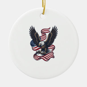 Vintage-patriotischer-Adler-Vektor-Shirt-Design (2 Keramik Ornament