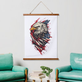 Vintage patriotischer amerikanischer Adler 4. Juli Wandteppich Mit Holzrahmen