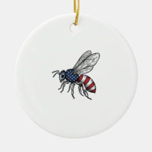 Vintage patriotischer Bienen-Vektorgrafik-Shirt-De Keramik Ornament
