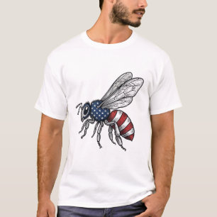Vintage patriotischer Bienen-Vektorgrafik-Shirt-De T-Shirt
