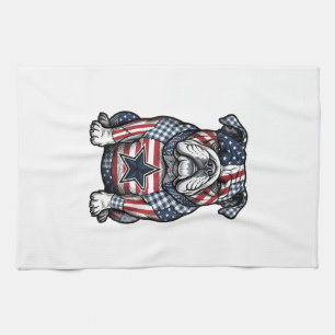Vintage patriotischer Bulldogge-Vektor-Shirt-Desig Geschirrtuch