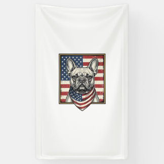 Vintage patriotischer Französische Bulldogge-Flagg Banner