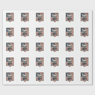 Vintage-patriotischer Französische-Bulldogge-Flagg Geschenkpapier