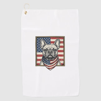 Vintage patriotischer Französische Bulldogge-Flagg Golfhandtuch