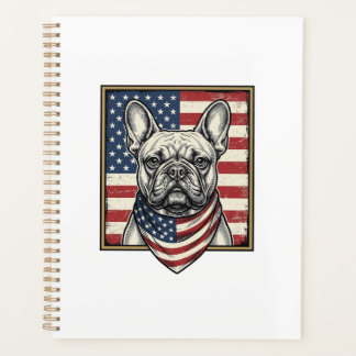 Vintage-patriotischer Französischer-Bulldogge-Flag Planer
