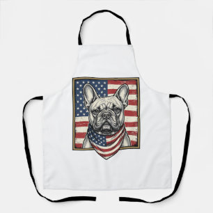 Vintage-patriotischer Französischer-Bulldogge-Flag Schürze