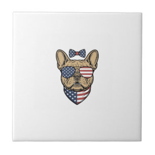 Vintage-patriotischer französischer Bulldogge-Vekt Fliese