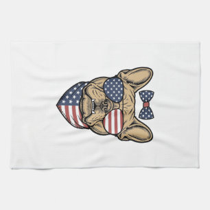 Vintage-patriotischer französischer Bulldogge-Vekt Geschirrtuch