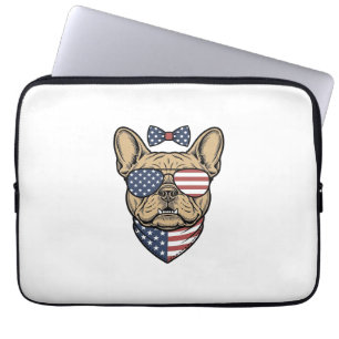 Vintage-patriotischer französischer Bulldogge-Vekt Laptopschutzhülle