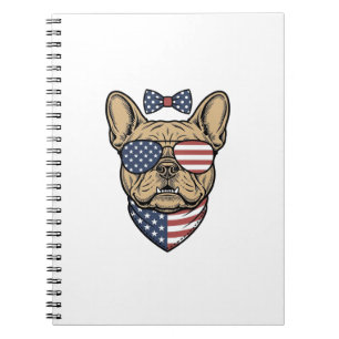 Vintage-patriotischer französischer Bulldogge-Vekt Notizblock