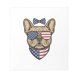 Vintage-patriotischer französischer Bulldogge-Vekt Notizblock