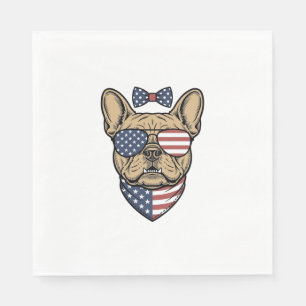 Vintage-patriotischer französischer Bulldogge-Vekt Serviette