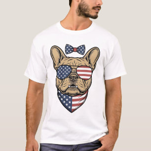 Vintage-patriotischer französischer Bulldogge-Vekt T-Shirt