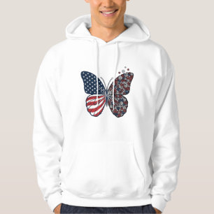 Vintage patriotischer Friedensschmetterling Vektor Hoodie