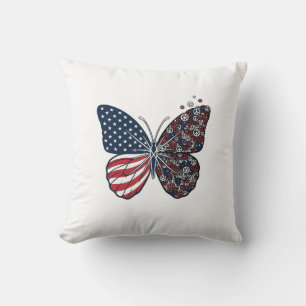 Vintage patriotischer Friedensschmetterling Vektor Kissen