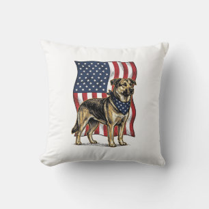 Vintage patriotischer Hund Flagge Vektor-Shirt Des Kissen
