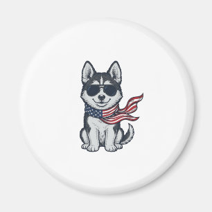 Vintage patriotischer Husky-Welpe Vektor Design_1 Magnet