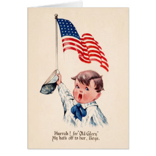 Vintage patriotischer Junge Amerikanische Flagge 4