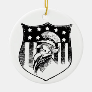 Vintage patriotischer Onkel Sam und amerikanische Keramikornament