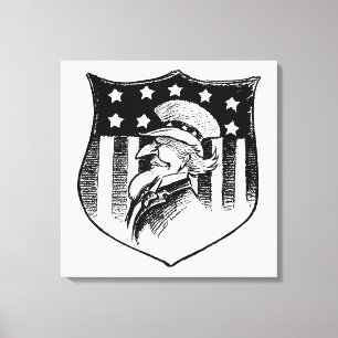 Vintage-patriotischer Onkel Sam und amerikanische  Leinwanddruck