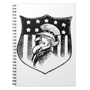 Vintage-patriotischer Onkel Sam und amerikanische  Notizblock