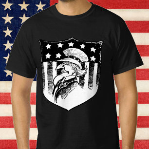 Vintage-patriotischer Onkel Sam und amerikanische  T-Shirt