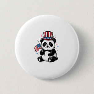Vintage-patriotischer Panda-Flag-Shirt-Entwurf_1 Button