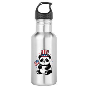 Vintage patriotischer Panda-Flag-Shirt-Entwurf_1 Edelstahlflasche