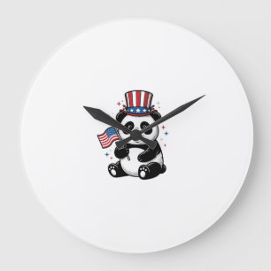 Vintage patriotischer Panda-Flag-Shirt-Entwurf_1 Große Wanduhr
