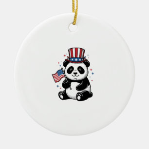 Vintage patriotischer Panda-Flag-Shirt-Entwurf_1 Keramik Ornament