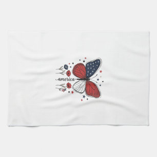 Vintage patriotischer Schmetterling Amerika-Shirt- Geschirrtuch