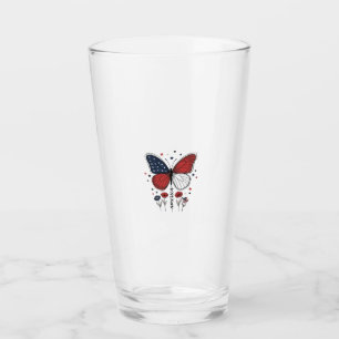 Vintage-patriotischer-Schmetterling-Amerika-Shirt- Glas