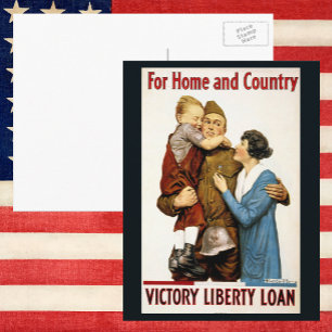 Vintage-patriotischer Soldat für Victory Liberty L Postkarte