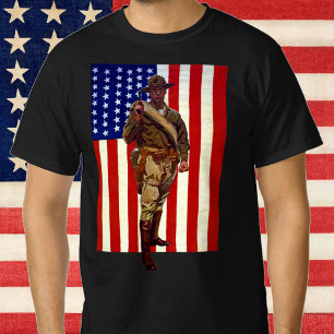 Vintage patriotischer Soldat mit amerikanischer Fl T-Shirt