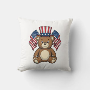 Vintage patriotischer Teddybär Vektor Design_1 Kissen