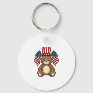 Vintage patriotischer Teddybär Vektor Design_1 Schlüsselanhänger