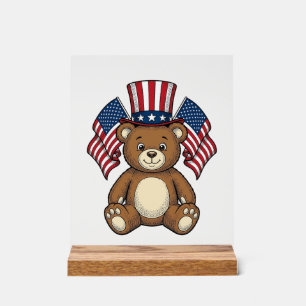Vintage patriotischer Teddybär Vektordesign_1 Acrylschild
