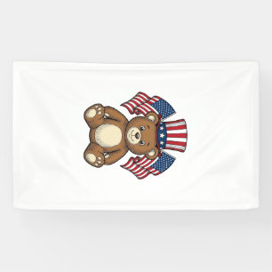 Vintage patriotischer Teddybär Vektordesign_1 Banner
