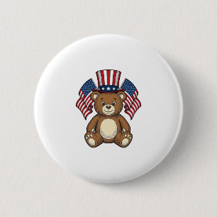 Vintage patriotischer Teddybär-Vektordesign_1 Button