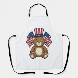 Vintage patriotischer Teddybär Vektordesign_1 Schürze
