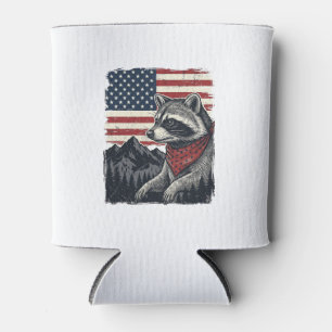 Vintage patriotischer Waschbär-Bergflagge-Shirt-De Dosenkühler