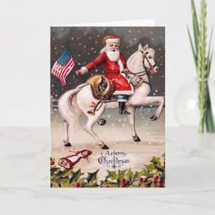 Vintage patriotischer Weihnachtsmann Feiertagskarte