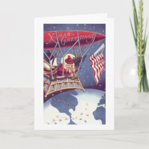 Vintage - Patriotischer Weihnachtsmann, Feiertagskarte