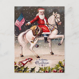 Vintage patriotischer Weihnachtsmann Postkarte
